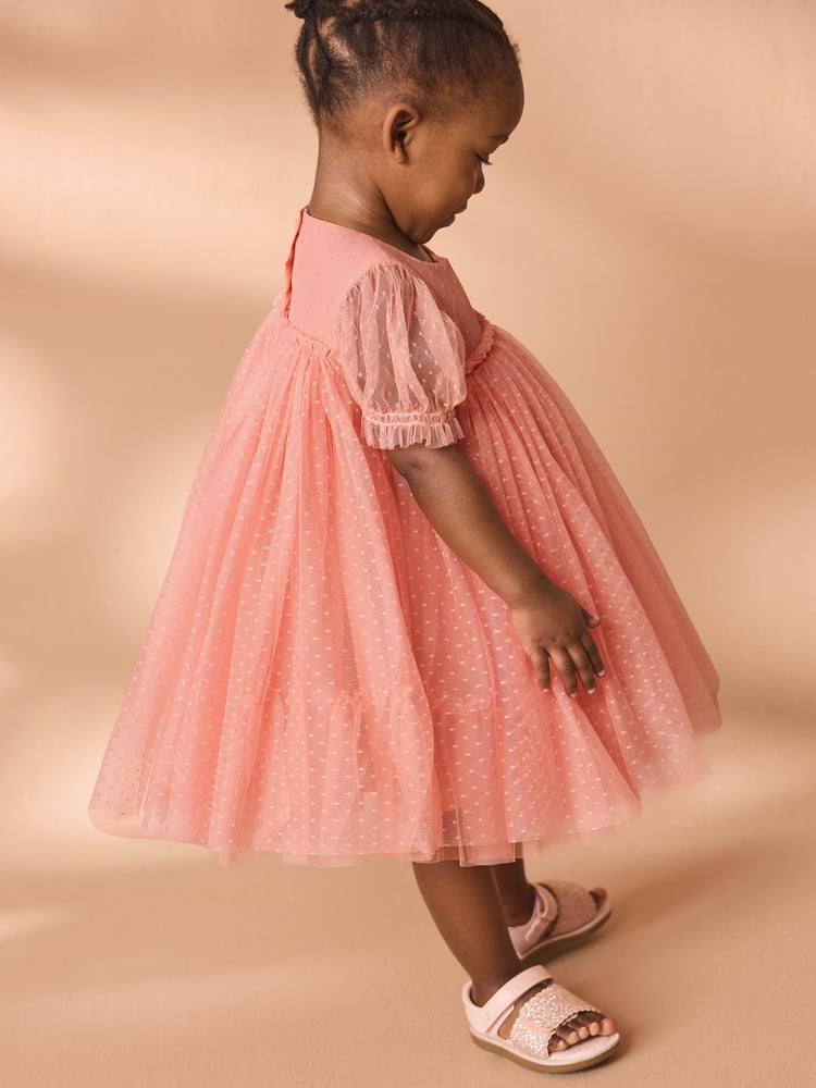 Coral Mesh Party Dress (3mths-7yrs) - Image 2 of 7