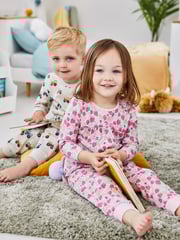 JoJo Maman Bébé Pink Girls' 2-Pack Strawberry Jersey Pyjamas - Image 10 of 12