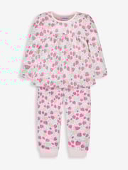 JoJo Maman Bébé Pink Girls' 2-Pack Strawberry Jersey Pyjamas - Image 2 of 12