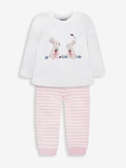 JoJo Maman Bébé Pink Girls' 2-Pack Strawberry Jersey Pyjamas - Image 3 of 12