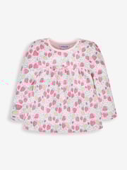 JoJo Maman Bébé Pink Girls' 2-Pack Strawberry Jersey Pyjamas - Image 4 of 12