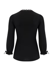 Pour Moi Black Anya Lace Detail Recycled Slinky Jersey Top - Image 5 of 5