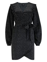 Pour Moi Black Kira Frill Detail Long Sleeve Wrap Dress - Image 3 of 4