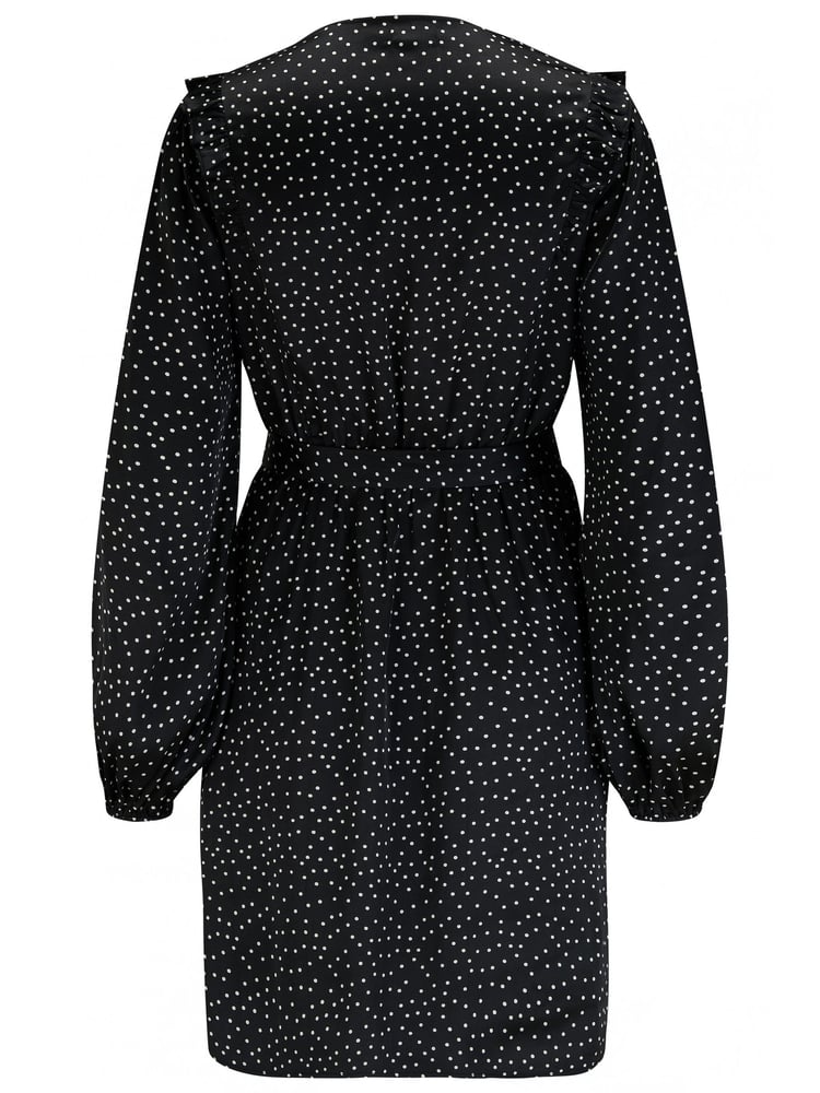 Pour Moi Black Kira Frill Detail Long Sleeve Wrap Dress - Image 4 of 4