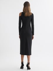 Reiss Black Tiffany Bodycon Off-The-Shoulder Midi Dress - Image 4 of 4