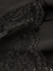 Reiss Black Clarissa Viscose Satin Lace Trim Shorts - Image 6 of 6
