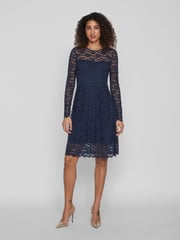VILA Blue Long Sleeve Lace Dress - Image 1 of 5