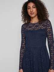 VILA Blue Long Sleeve Lace Dress - Image 3 of 5