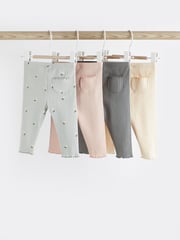 Pink/Grey Ribbed Baby Leggings 4 Pack - Image 2 of 6