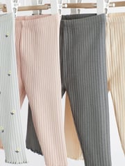 Pink/Grey Ribbed Baby Leggings 4 Pack - Image 3 of 6
