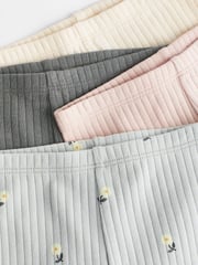 Pink/Grey Ribbed Baby Leggings 4 Pack - Image 4 of 6