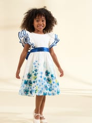 Angel & Rocket White 100% Cotton Border Print Emillie Tie Sash Dress - Image 1 of 7