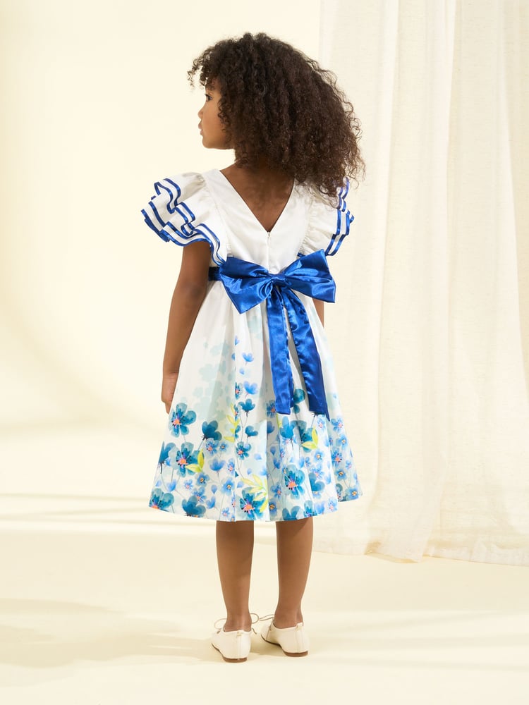 Angel & Rocket White 100% Cotton Border Print Emillie Tie Sash Dress - Image 2 of 7