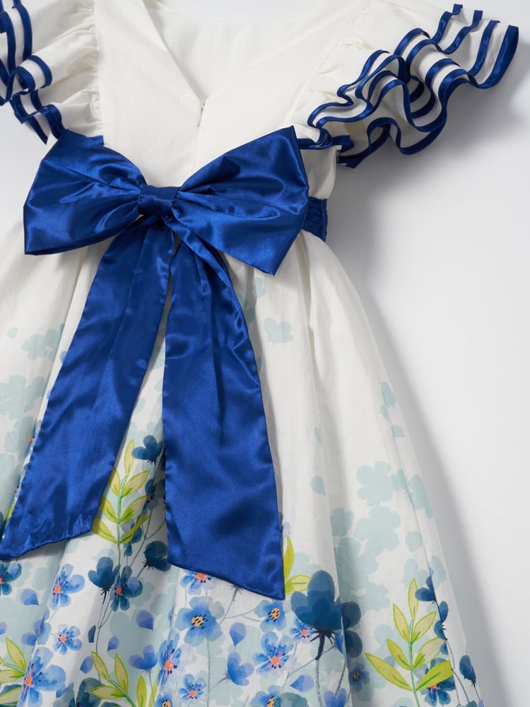 Angel & Rocket White 100% Cotton Border Print Emillie Tie Sash Dress - Image 7 of 7