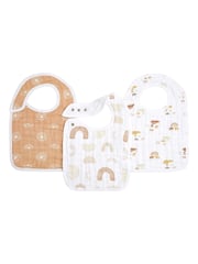 aden + anais Cream 100% Cotton Muslin Keep Rising Snap Bibs 3 Pack - Image 1 of 2