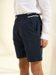 Angel & Rocket Blue Bernard Smart 100% Cotton Textured Shorts - Image 3 of 5