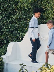 Angel & Rocket Blue Bernard Smart Textured 100% Cotton Trousers - Image 1 of 7