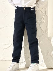 Angel & Rocket Blue Bernard Smart Textured 100% Cotton Trousers - Image 2 of 7