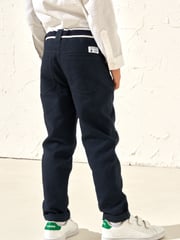 Angel & Rocket Blue Bernard Smart Textured 100% Cotton Trousers - Image 3 of 7