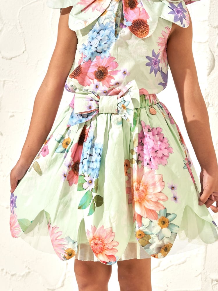 Angel & Rocket Green 100% Cotton Darcy Petal Skirt - Image 2 of 5 Angel & Rocket Green 100% Cotton Darcy Petal Skirt - Image 2 of 5