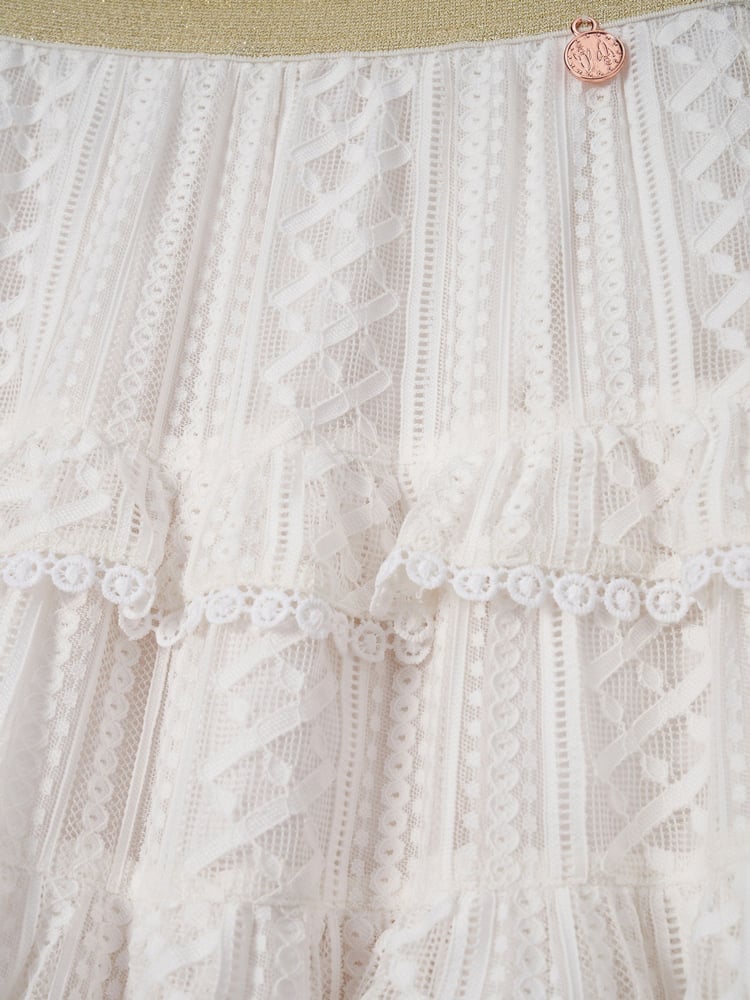 Angel & Rocket Cream Annabelle Lace Ruffle Skirt - Image 7 of 7
