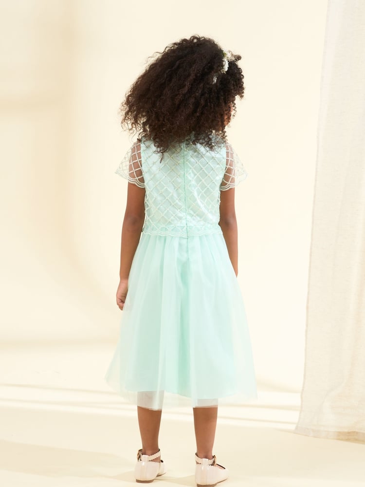 Angel & Rocket Green Anya Beaded Tulle Dress - Image 2 of 8