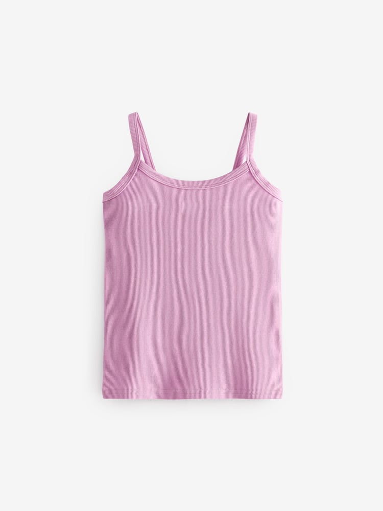 Grey/Pink/White Rib Cami Vest 3 Pack (2-16yrs) - Image 2 of 6