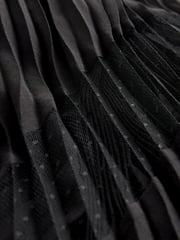 Black Wrap Front Sheer Skirt Midi Dress - Image 8 of 8