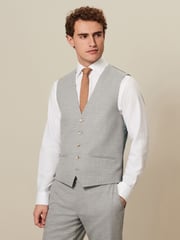 Grey Textured Suit Waistcoat - Image 1 of 8