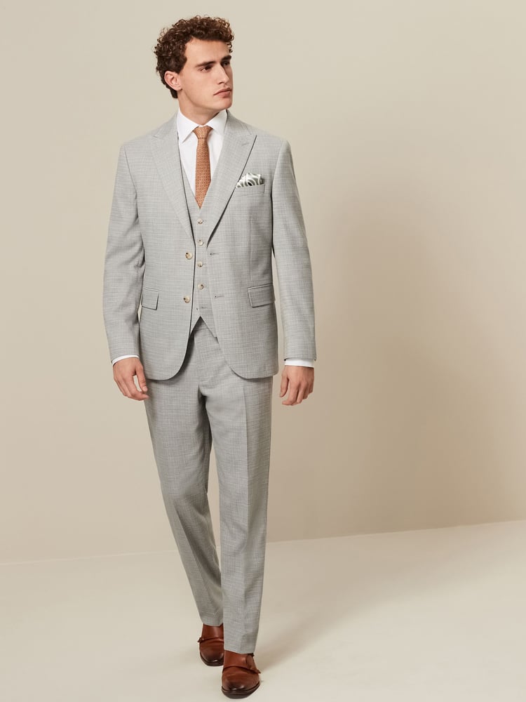 Grey Textured Suit Waistcoat - Image 2 of 8