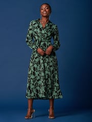 Jolie Moi Green Wrap Shirt Maxi Dress - Image 1 of 6