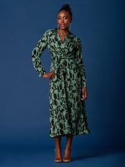 Jolie Moi Green Wrap Shirt Maxi Dress - Image 3 of 6