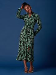 Jolie Moi Green Wrap Shirt Maxi Dress - Image 4 of 6