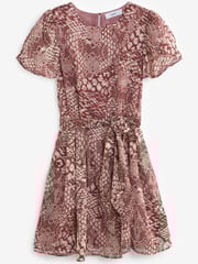 Pink Snake Print Sparkle Flutter Sleeve Mini Dress - Image 5 of 6