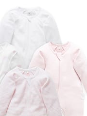 Purebaby Pink Zip 100% Cotton Sleepsuits 4 Pack - Image 2 of 2