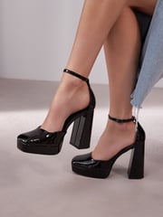Black Forever Comfort® Square Toe Platform Heel Shoes - Image 1 of 9