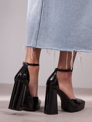 Black Forever Comfort® Square Toe Platform Heel Shoes - Image 4 of 9