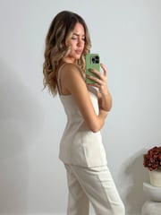 Style Cheat Natural Lyra Bandeau Blazer Style Corset Top - Image 2 of 5