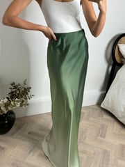 Style Cheat Green Evelyn Ombre Maxi Skirt - Image 1 of 4