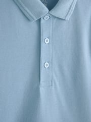 Blue Regular Fit Cotton School Short Sleeve 100% Cotton Polo Shirts 2 Pack (3-16yrs) - Image 3 of 3