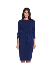 Adrianna Papell Blue Knit Crepe Tie Waist Sheath Dress - Image 4 of 5