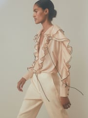 Reiss Blush Kiani Atelier Silk Ruffle Blouse - Image 2 of 6