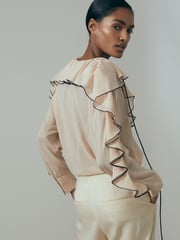 Reiss Blush Kiani Atelier Silk Ruffle Blouse - Image 3 of 6