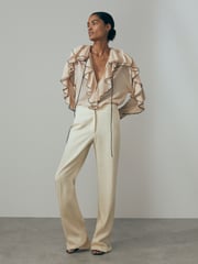 Reiss Blush Kiani Atelier Silk Ruffle Blouse - Image 4 of 6