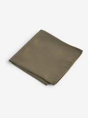 Olive Green Satin Tie And Pocket Square Set - Image 4 of 5