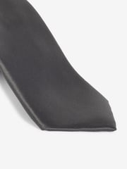 Charcoal Grey Satin Tie And Pocket Square Set - Image 2 of 5