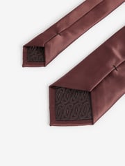 Rust Orange Satin Tie And Pocket Square Set - Image 3 of 5