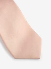 Peach Pink Silk Tie And Pocket Square Set - Image 3 of 6