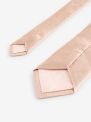 Peach Pink Silk Tie And Pocket Square Set - Image 4 of 6