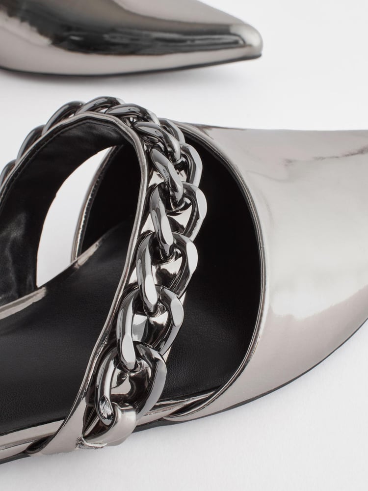 Pewter Silver Forever Comfort® Point Toe Chain Trim Flats - Image 6 of 6 Pewter Silver Forever Comfort® Point Toe Chain Trim Flats - Image 6 of 6